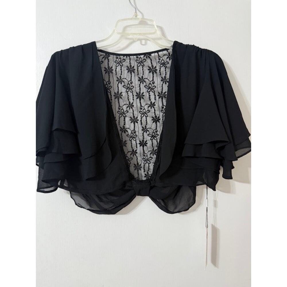 NWT Kat Kasin Women's Crop Open Knot Front Bat Wing Sleeve Lace Top-Size XS/S